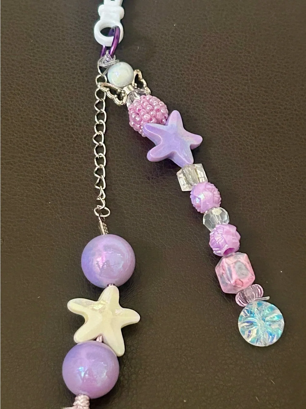 Purple Celestial Star Beaded Charm Keychain